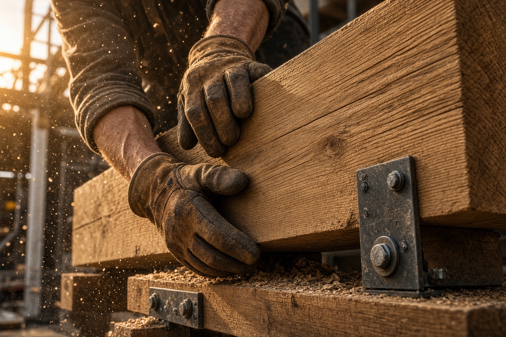 Setting a Douglas fir beam
