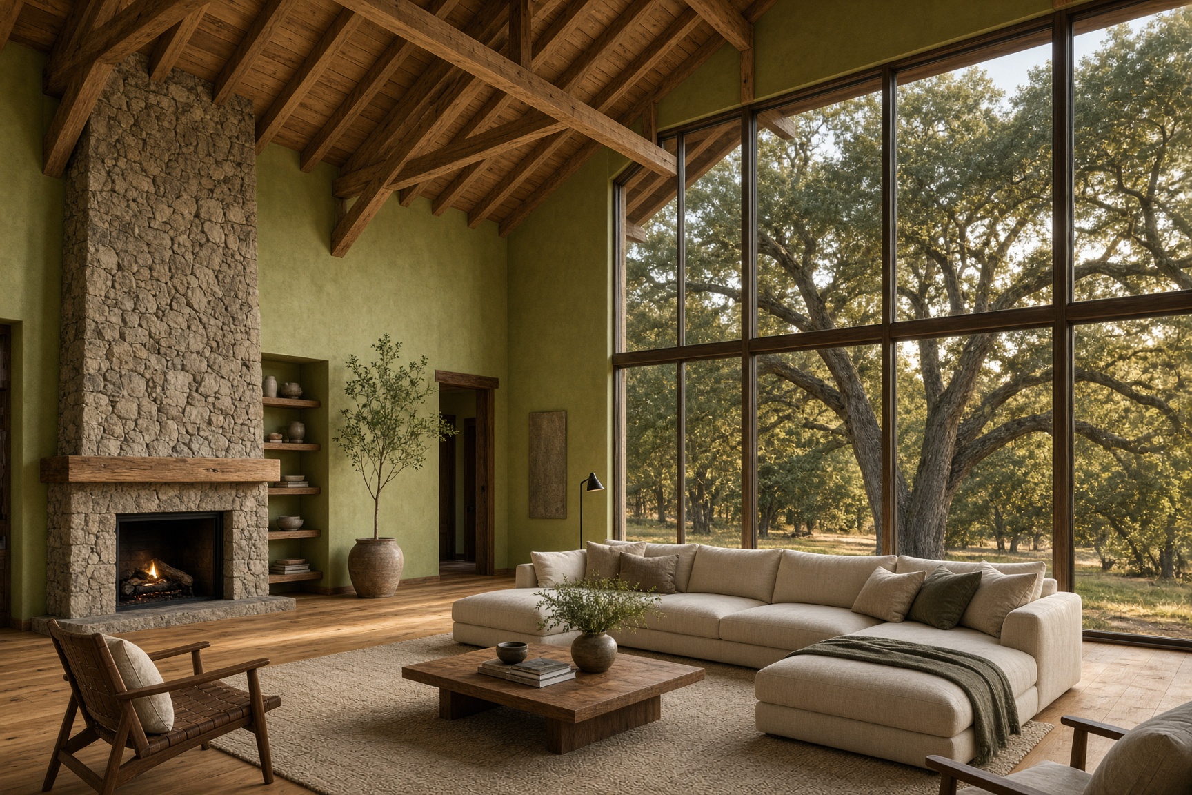 Timber-truss living room